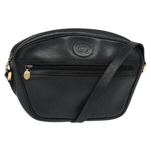 GUCCI Shoulder Bag Leather Black Gold 001 093 001 093